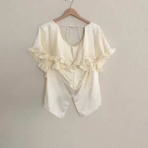 Magda Butrym Piccio Cream Ruffle Cape Top NWOT